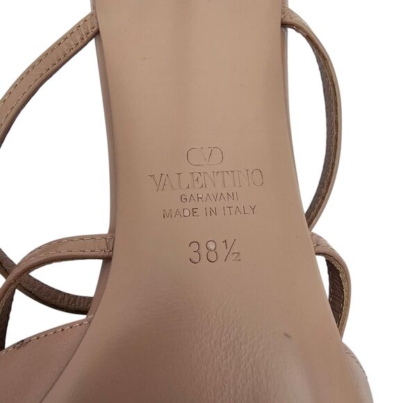 Valentino Garavani Rockstud Wispy Calfskin Mule Size 38.5 US 8.5 Nude Tan - Picture 9 of 10